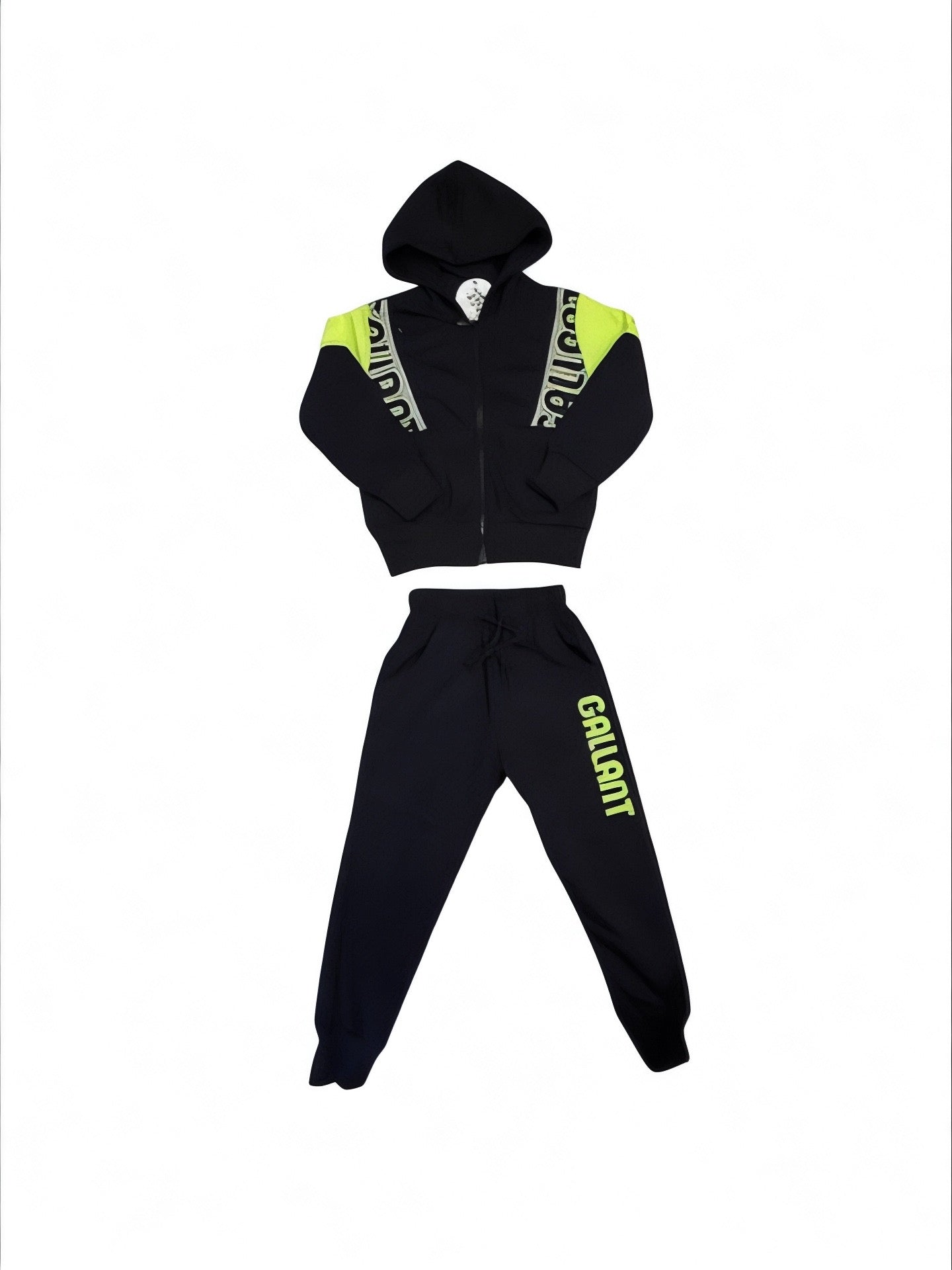 Conjunto Deportivo Infantil y Juvenil  3 piezas "Gallant" en Negro y Verde Fluorescente