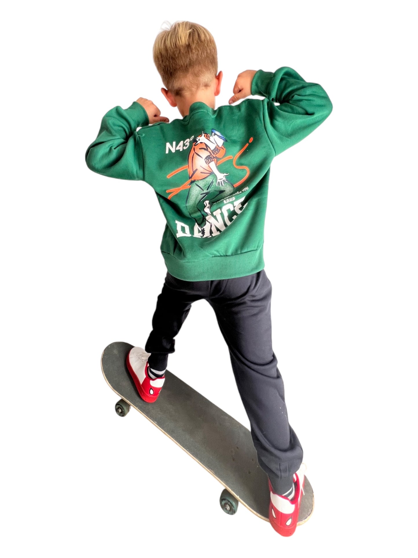 Conjunto Infantil Estampado "Dance" con Sudadera y Pantalón - Verde y Azul