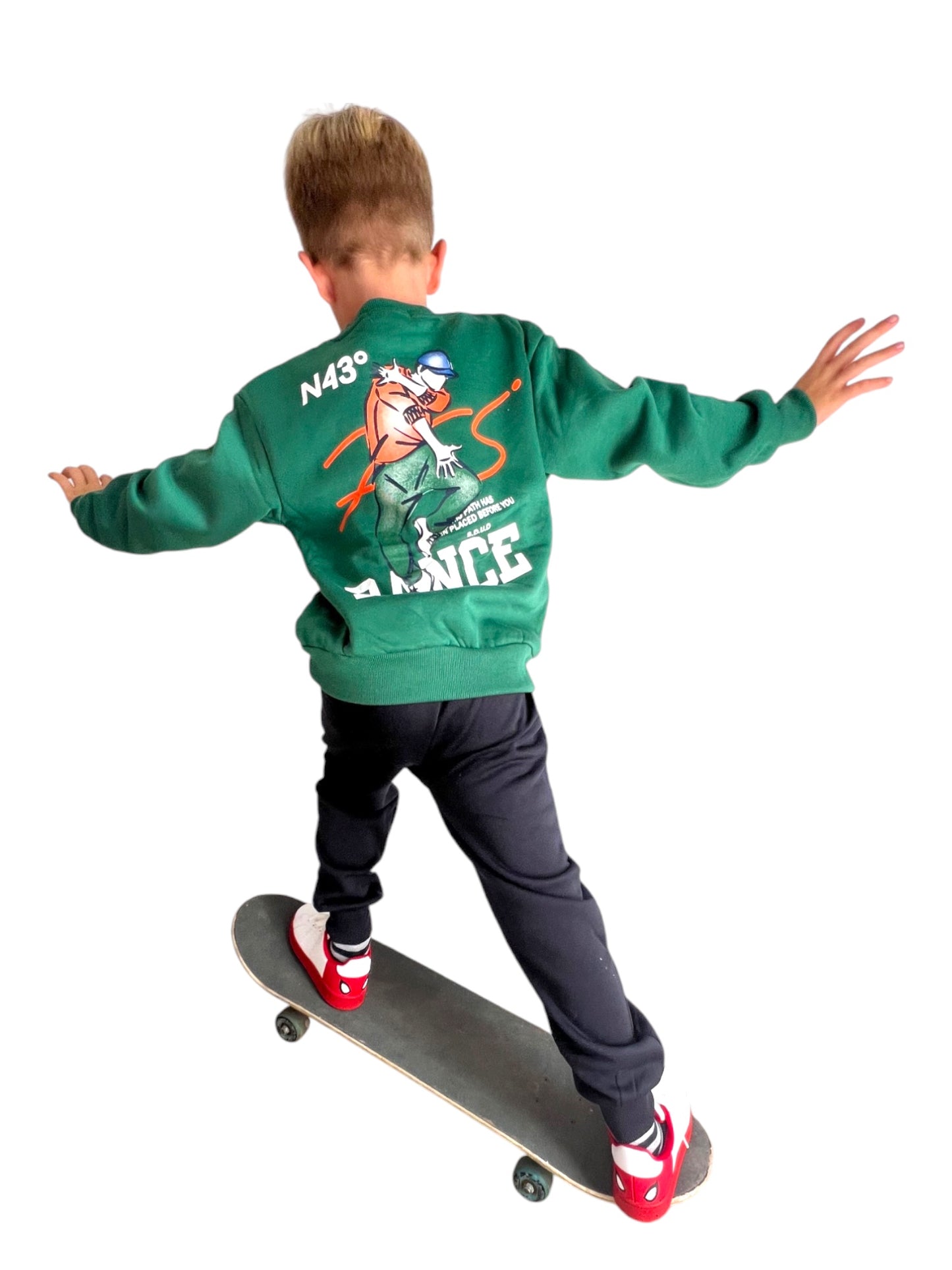 Conjunto Infantil Estampado "Dance" con Sudadera y Pantalón - Verde y Azul