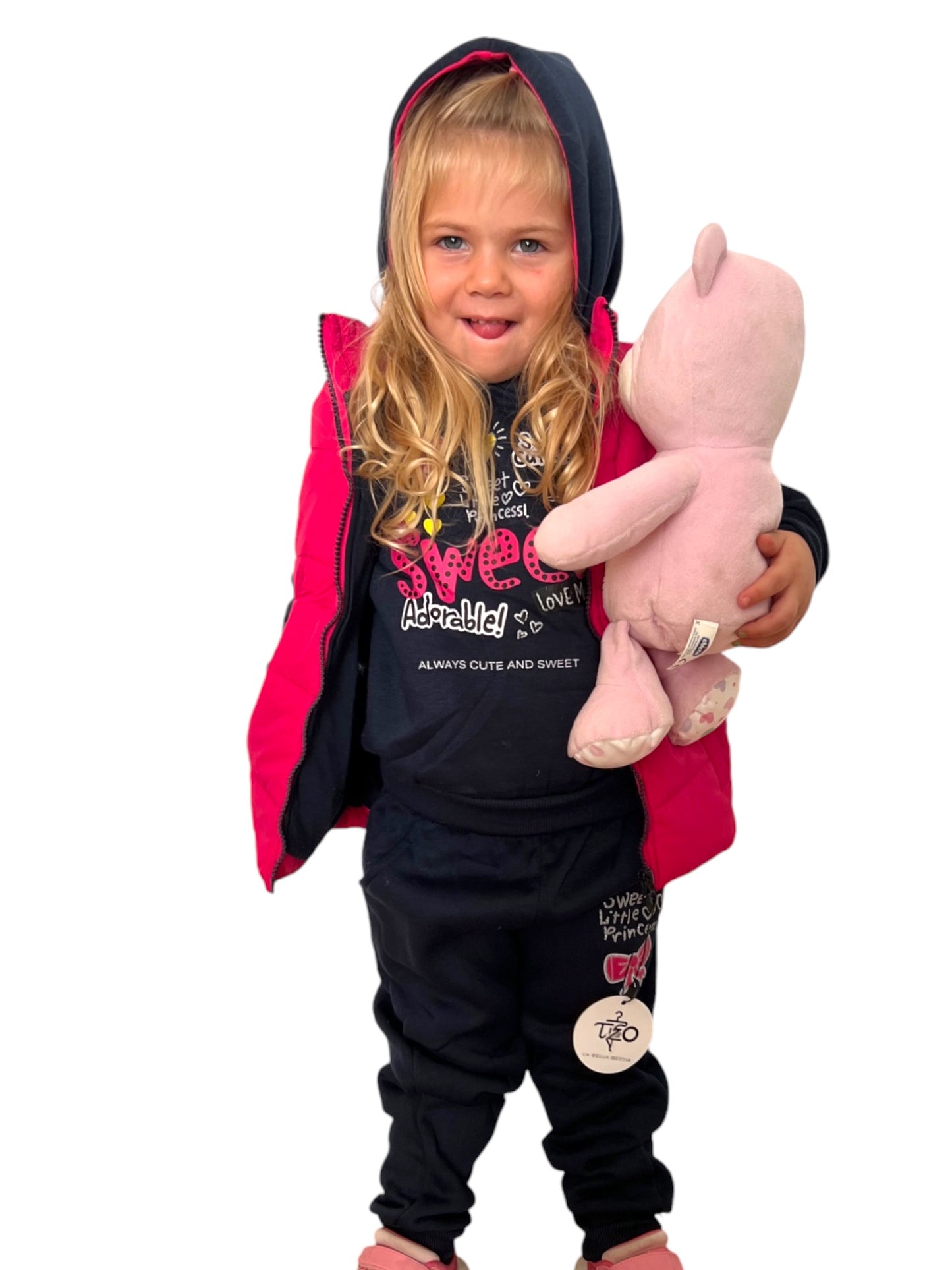 Conjunto Infantil 3 piezas con Chaleco Acolchado y Sudadera "Sweet Little Princess"